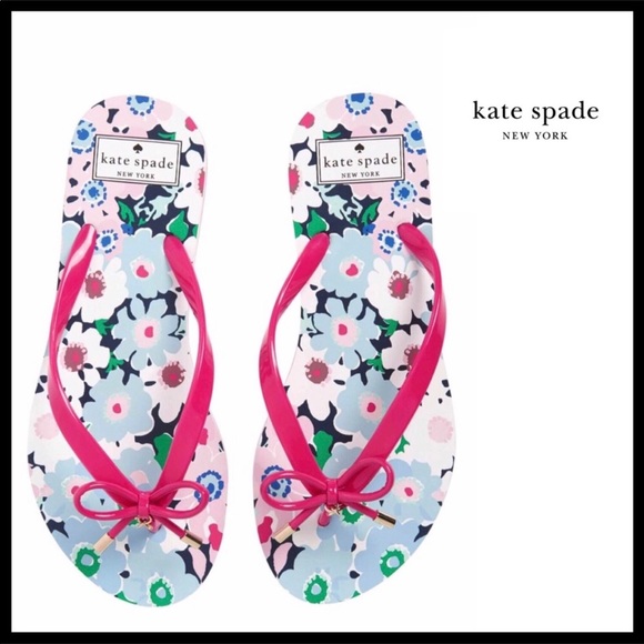 KATE SPADE SANDALS SIGNATURE PRINT BOW SLIDES - Picture 8 of 8